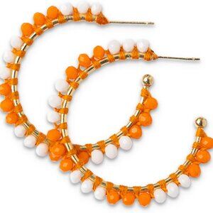 Bead Hoop Earrings Glass Brass Handmade Lightweight Statement for Sports Fans